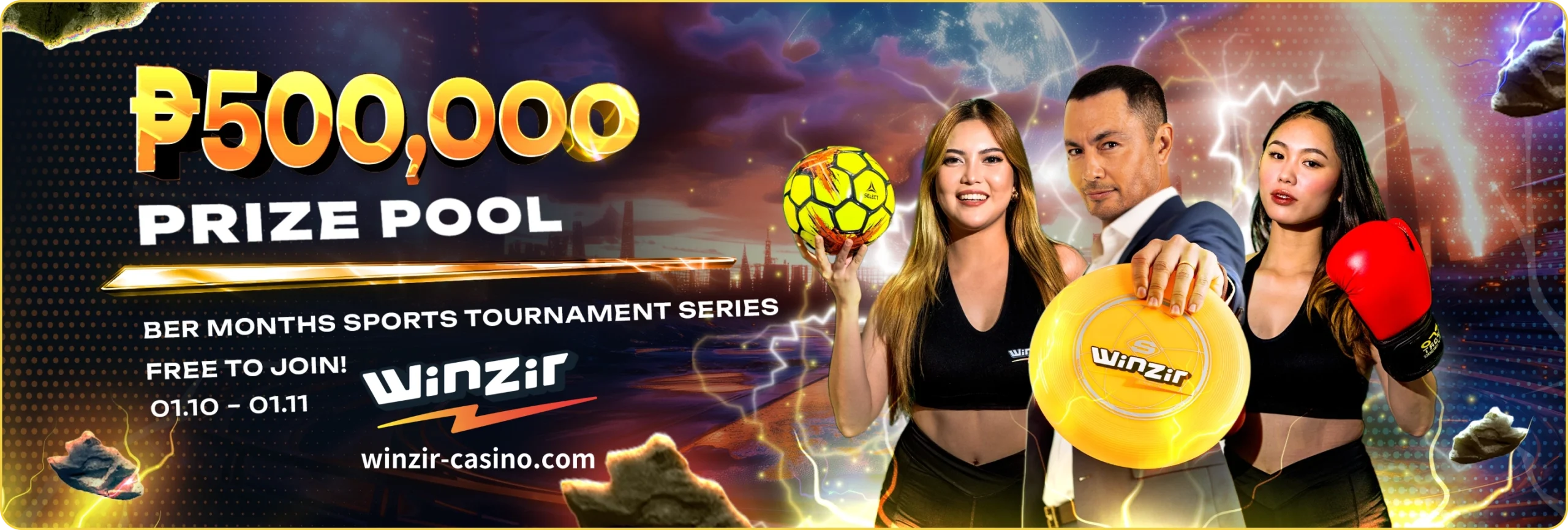 Maglagay ng taya sa anumang Sports event (bukod sa Basketball) at manalo ng hanggang ₱50,000 ng ₱500,000 CASH na premyo sa Winzir Tournament.